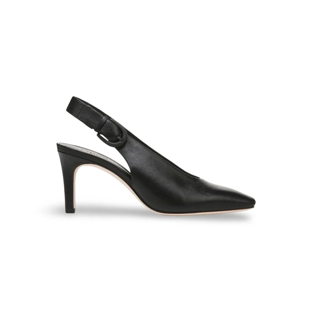 Vince Black‎ Leather Square Toe Slingback Pumps Heels Womens Size 9M 40